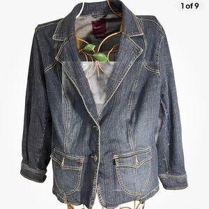 Gloria Vanderbilt  Jean Jacket🧥  2XL Front Pocket  2‎ Button Denim Blue